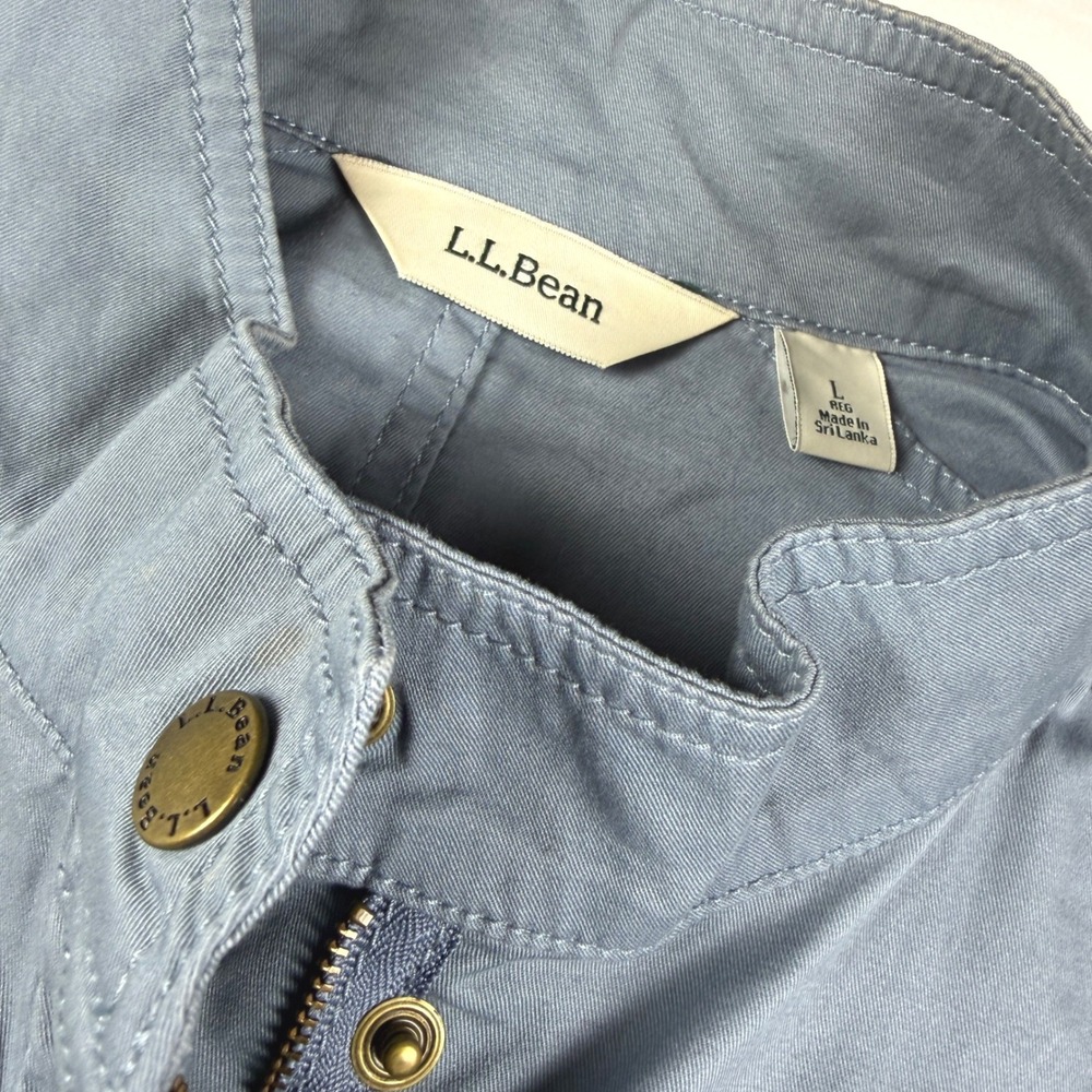 L.L.Bean Utility Jacket Women L Blue Long Sleeve Safari Field Coat